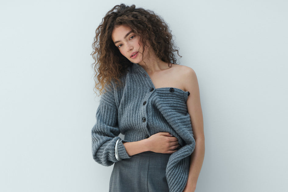 トップス Emma knit flare cardigan set gray Grey Emma Chunky Knitted Button Up Cardigan Wide Leg