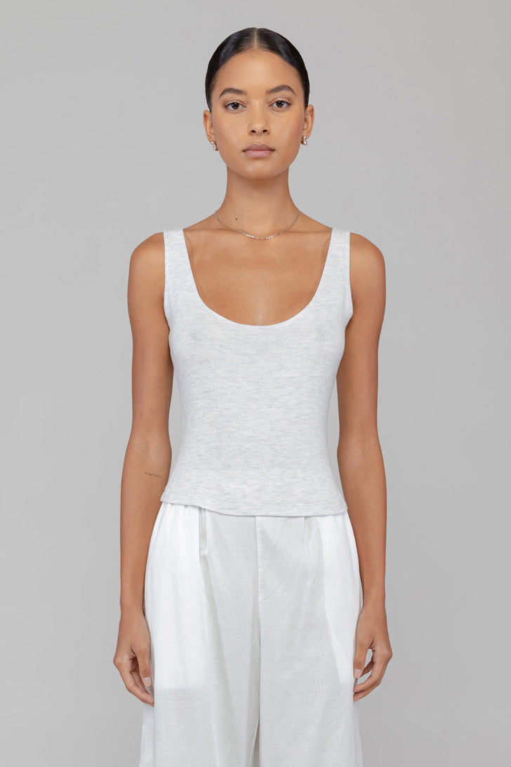 Pointelle Crop Button Scoop Neck Tank – LESET