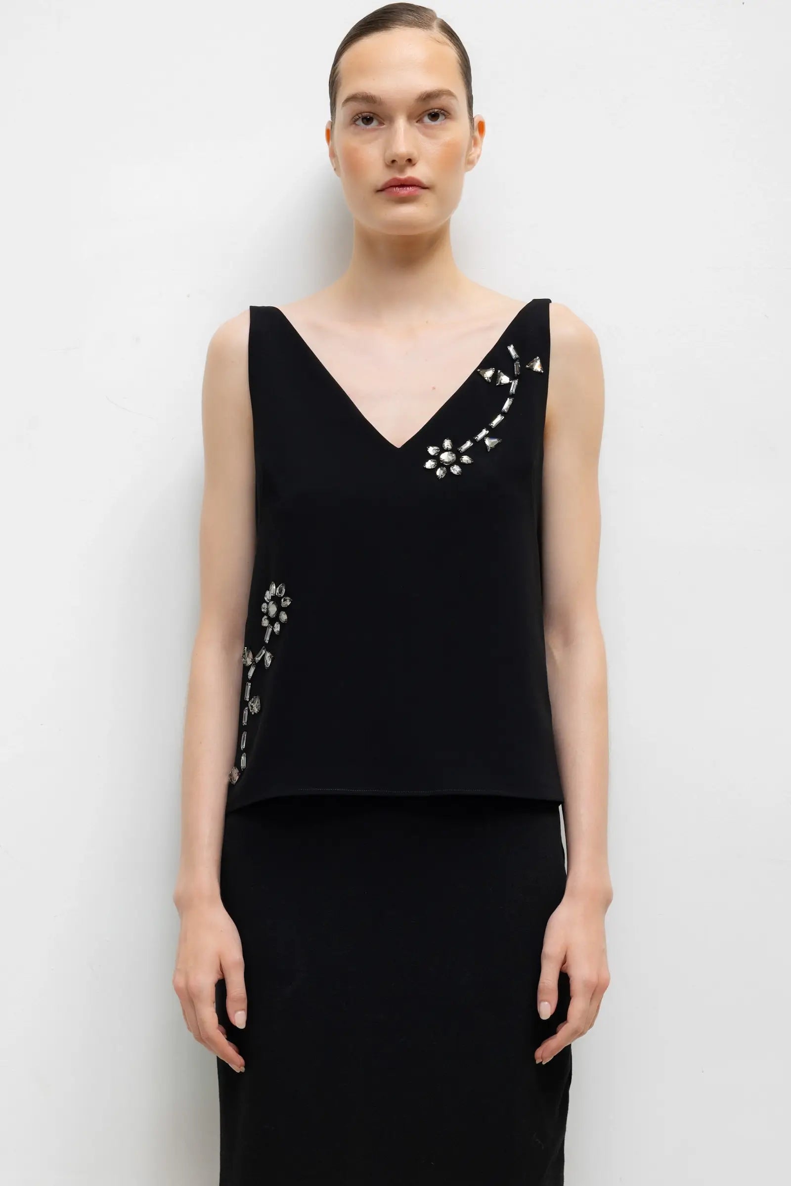 Pre-Order: Arielle Embroidered V Neck Tank
