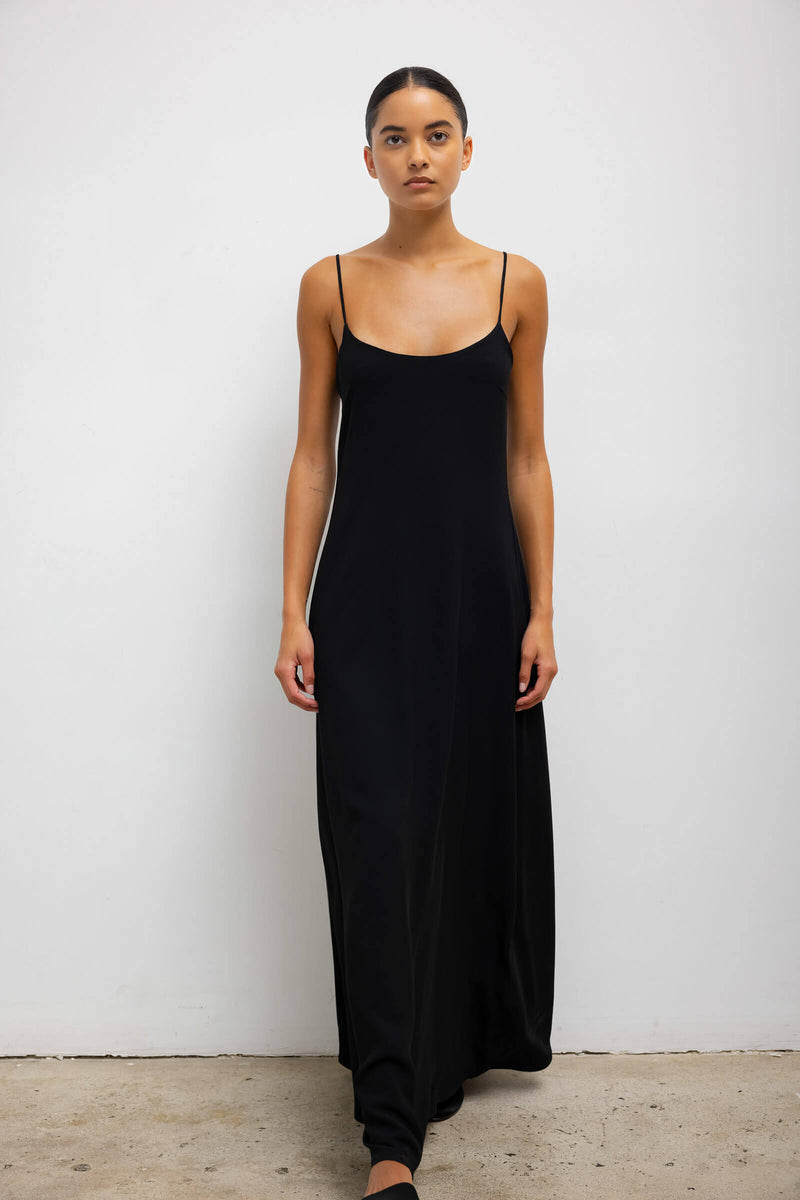 LESET Ari Scoop Neck Maxi Dress in Black in Crepe LESET Ari Scoop Neck Maxi Dress in Black in Crepe