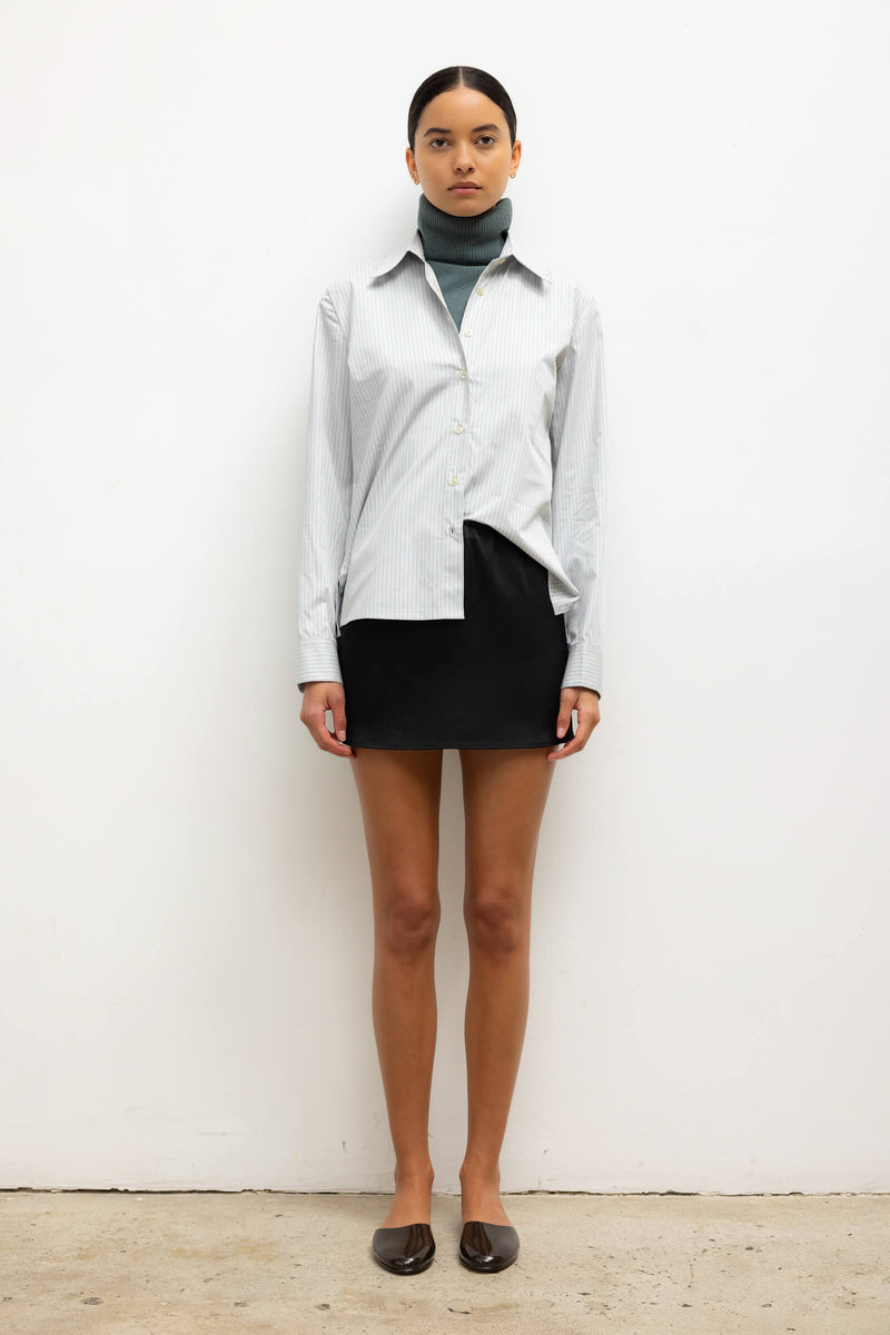 LESET Barb Mini Skirt in Black in Satin