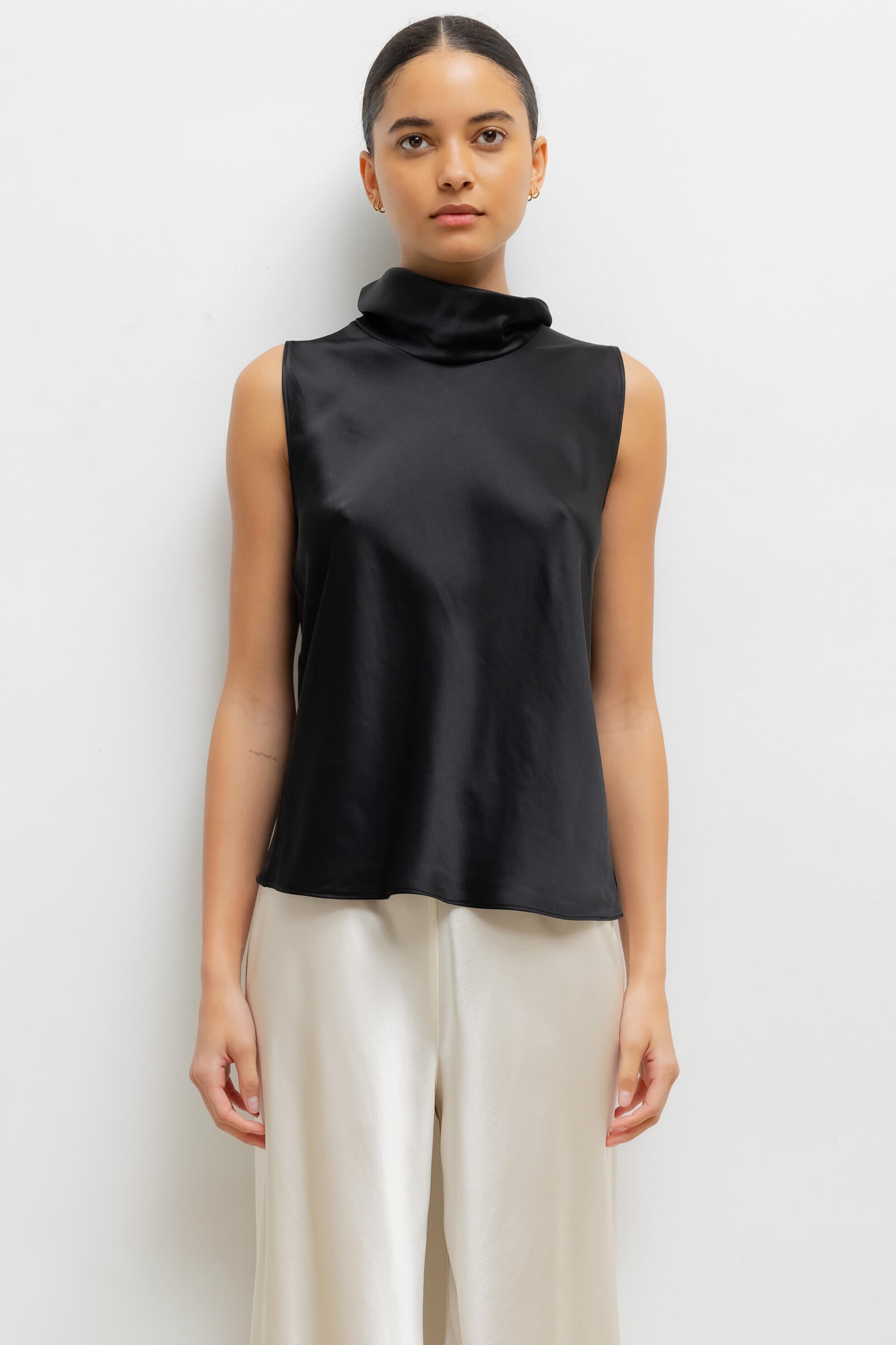 Barb Sleeveless Cowl Neck