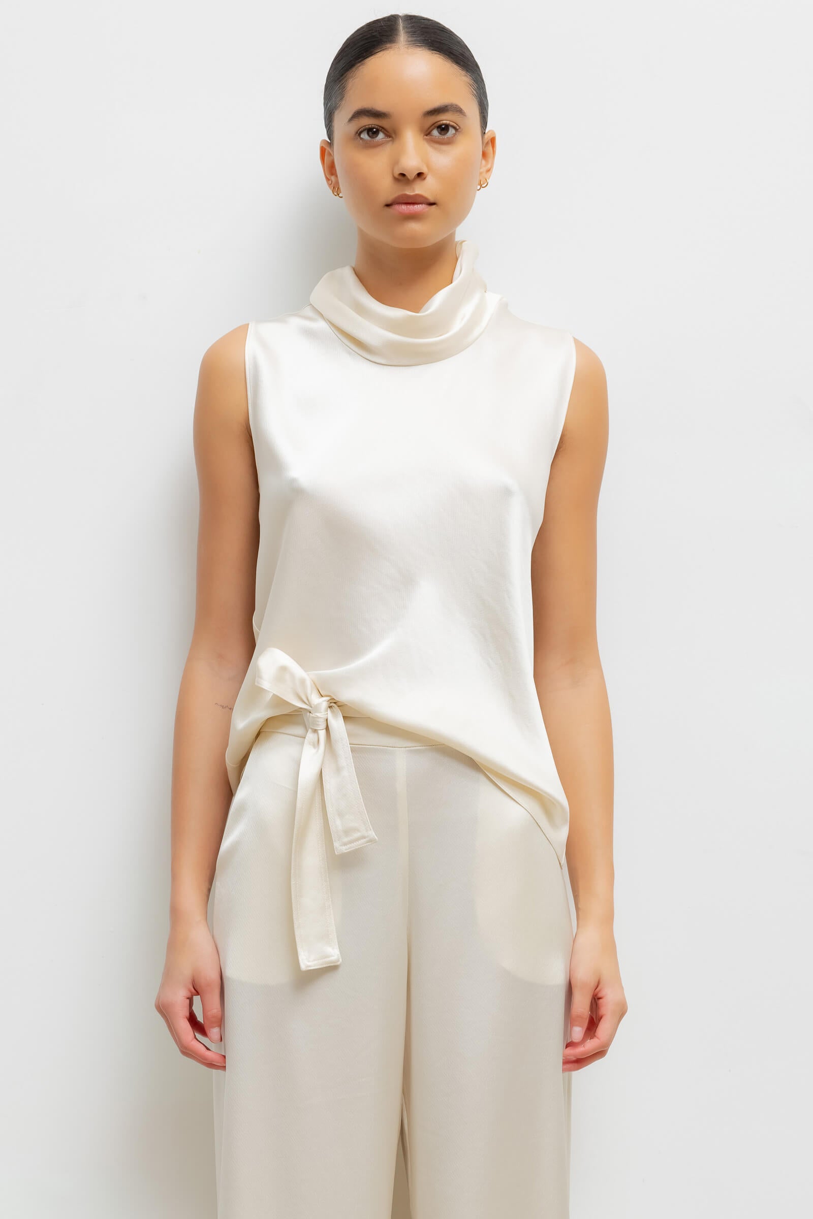 Barb Sleeveless Cowl Neck