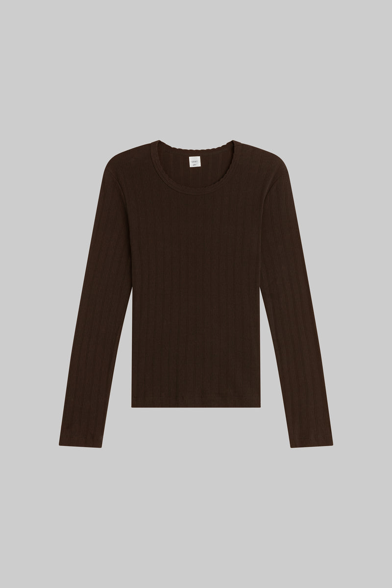 Pointelle Slim Fit Long Sleeve in White