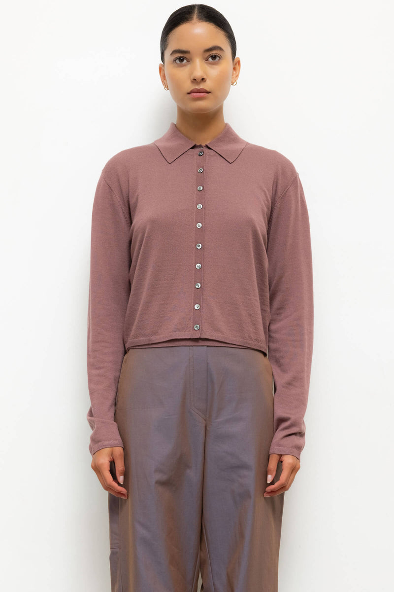 トップス L E S T Y LESET James Crew Cardigan in Dusty Rose in Wool