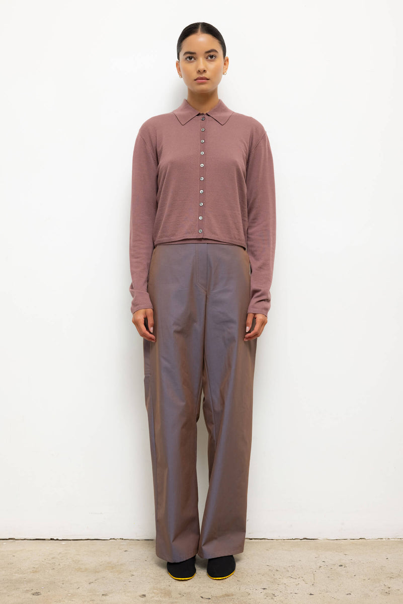 トップス L E S T Y LESET James Crew Cardigan in Dusty Rose in Wool