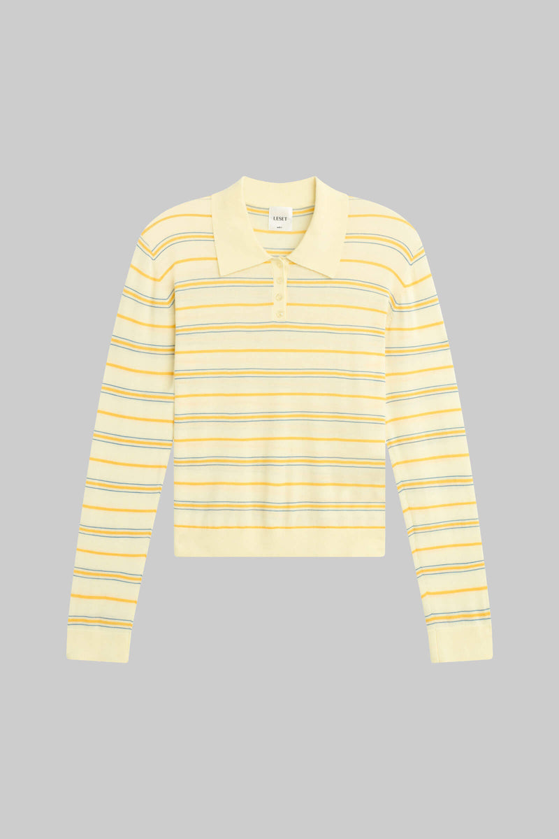LESET James Stripe Polo in Soleil Stripe in Wool