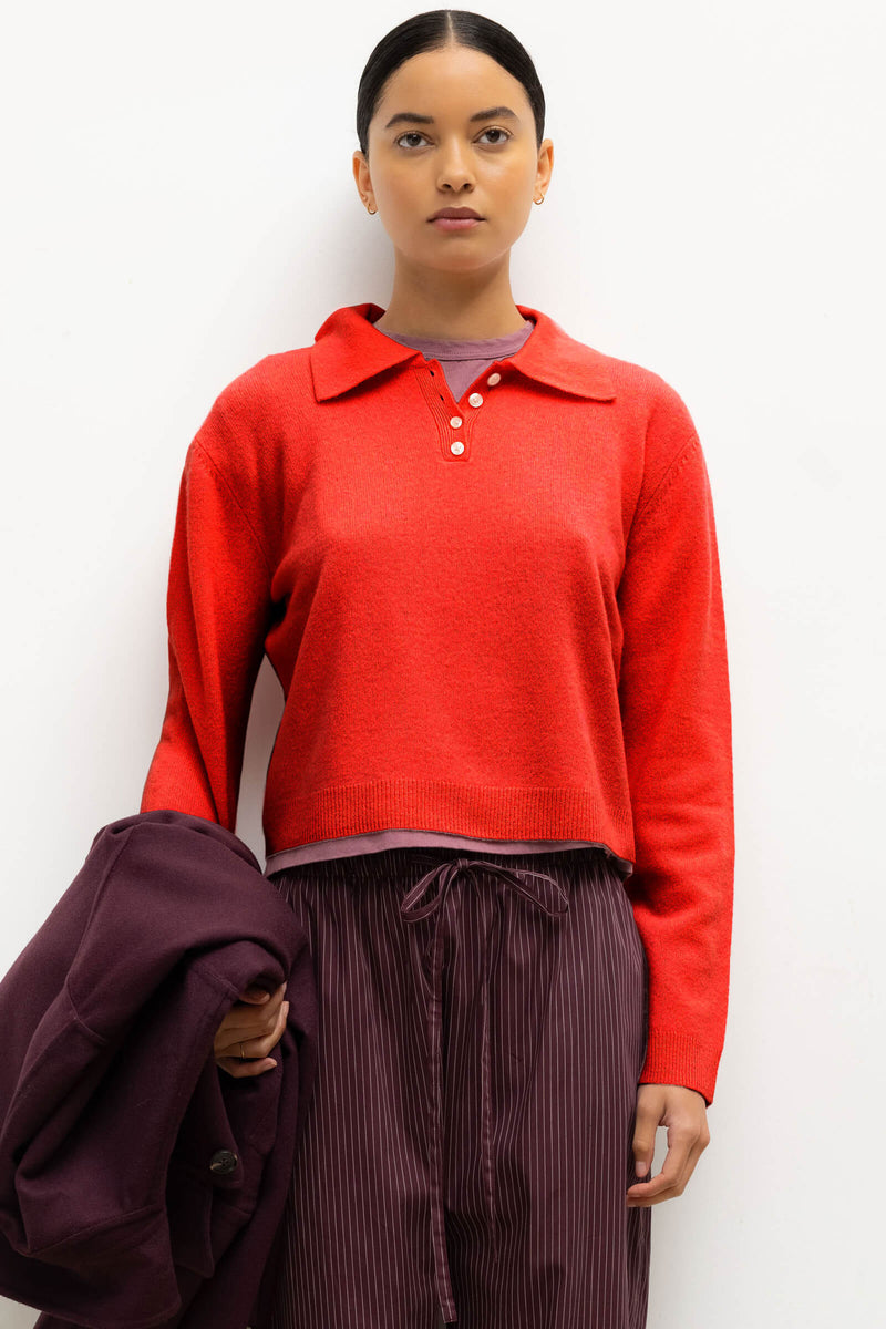 LESET Jesse Polo in Lipstick in Wool