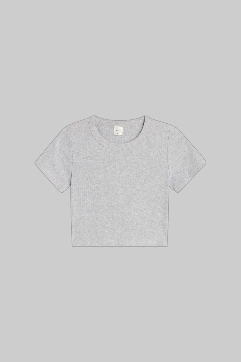 Tシャツ・カットソー RONRON LACE FRILL SLIM CROP PLEATS T SHIRT GREY RR25AST4140G RONRON LACE FRILL SLIM CROP PLEATS T SHIRT