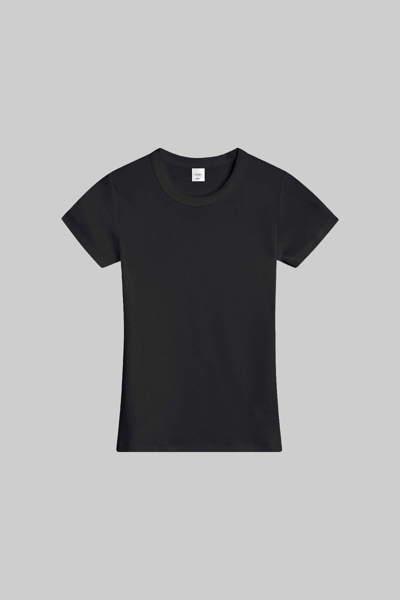 LESET Kelly Slim Fit Tee in Black in Cotton Rib
