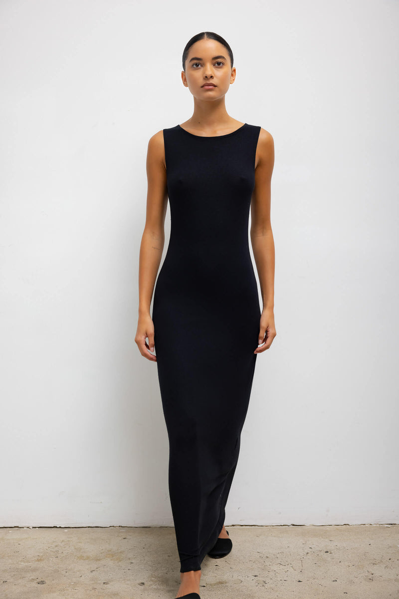 LESET Lauren Sleeveless Maxi Dress in Black in Jersey