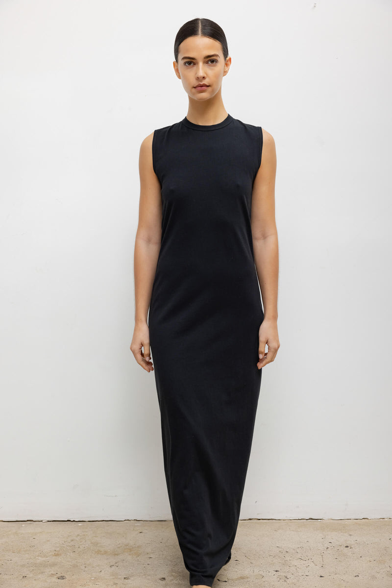 LESET Margo Sleeveless Maxi Dress in Black in Cotton
