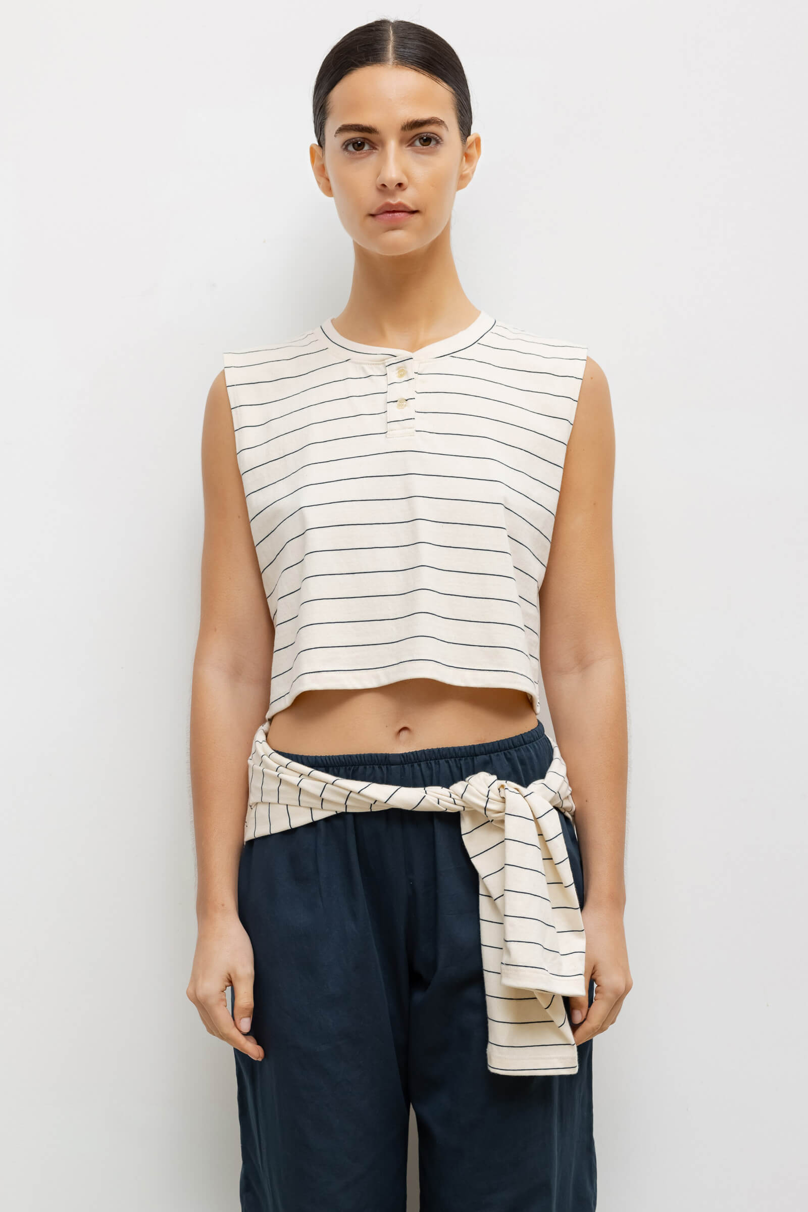 Margo Stripe Sleeveless Henley