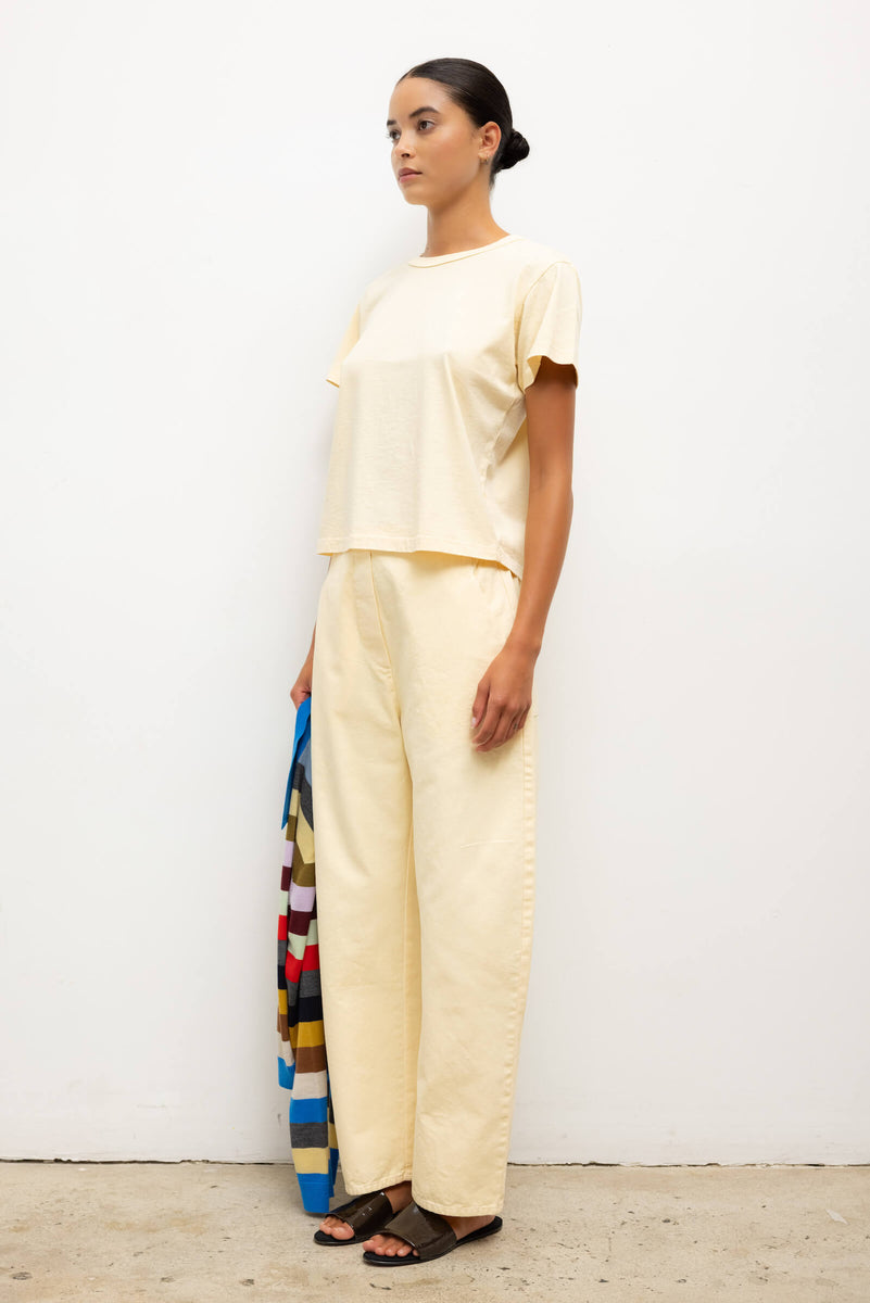 最終価格【新作タグ付き】elchele LACE UP BARREL PANTS LESET Chloe Barrel Pant in Butter in Cotton