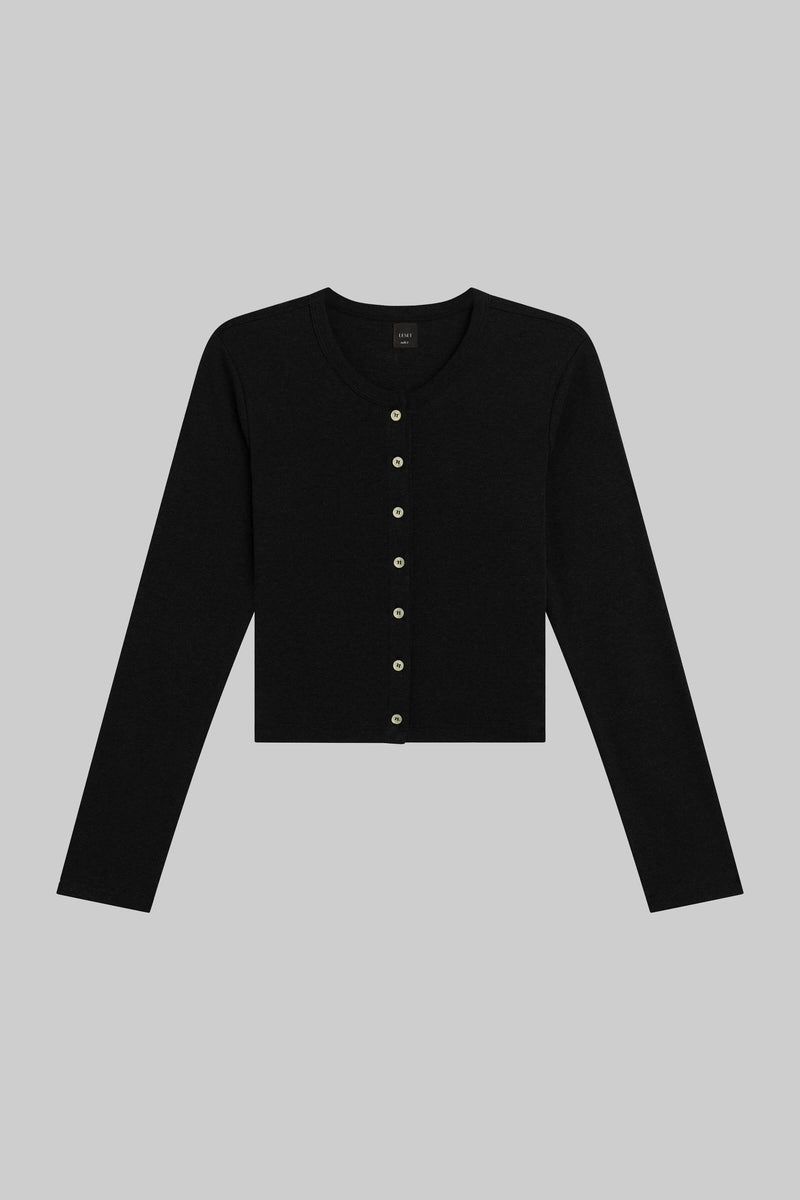 LESET Nando Cardigan in Black in Cotton