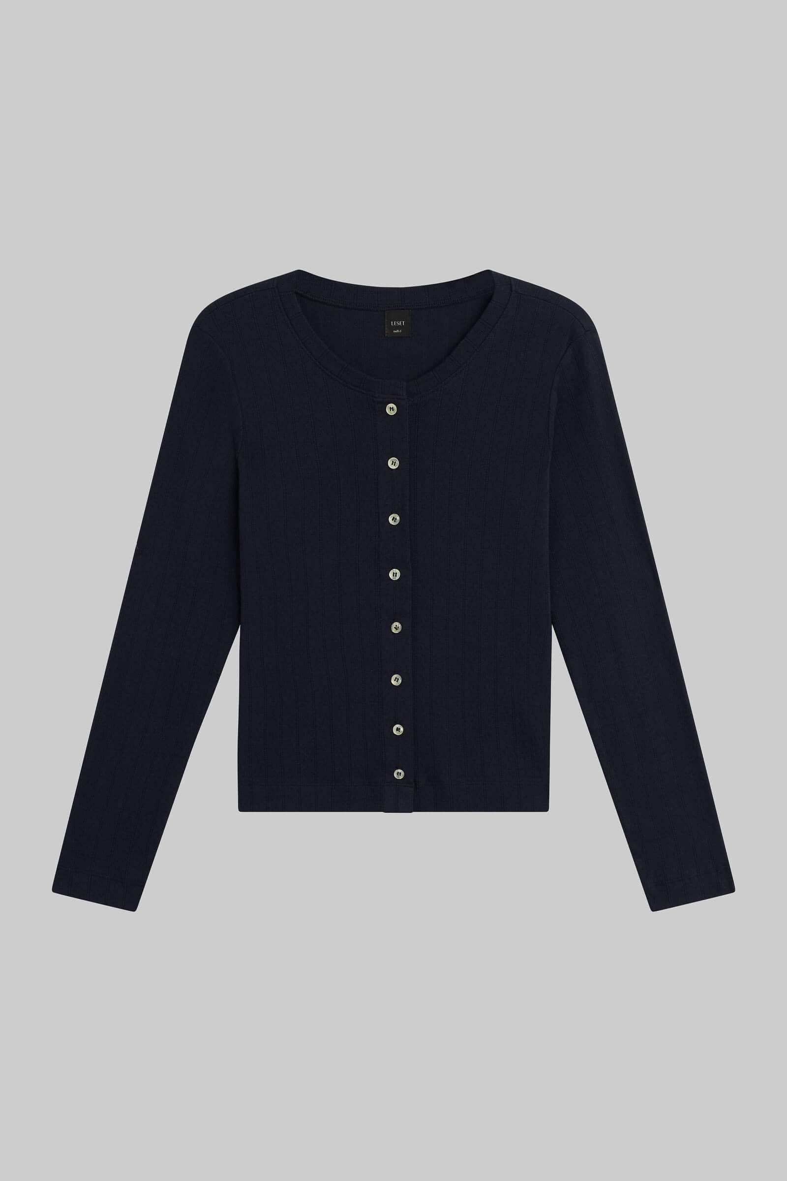 Pointelle Classic Crew Cardigan-2