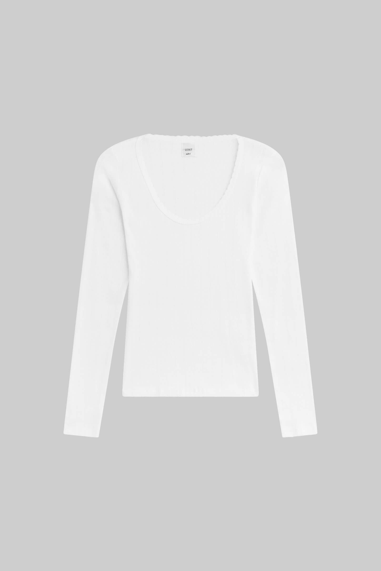 Pointelle Long Sleeve Scoop Neck-2