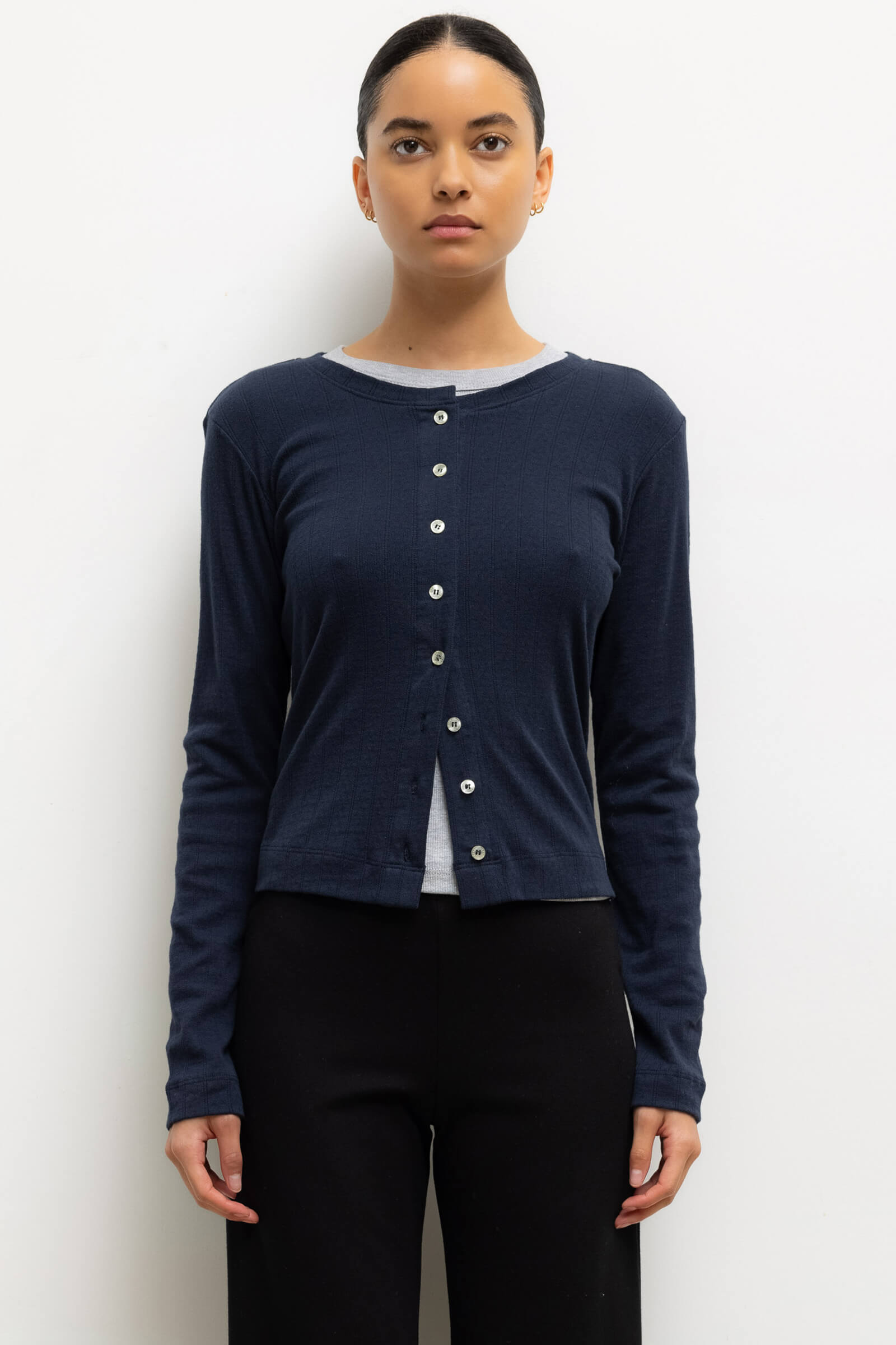 Pointelle Classic Crew Cardigan