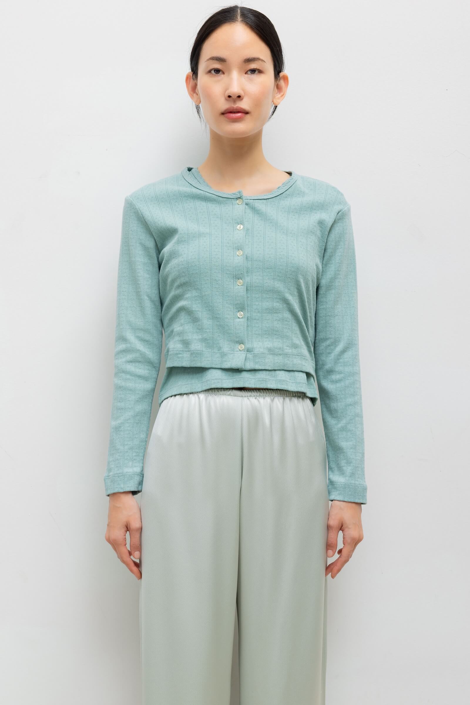 Pointelle Crop Cardigan