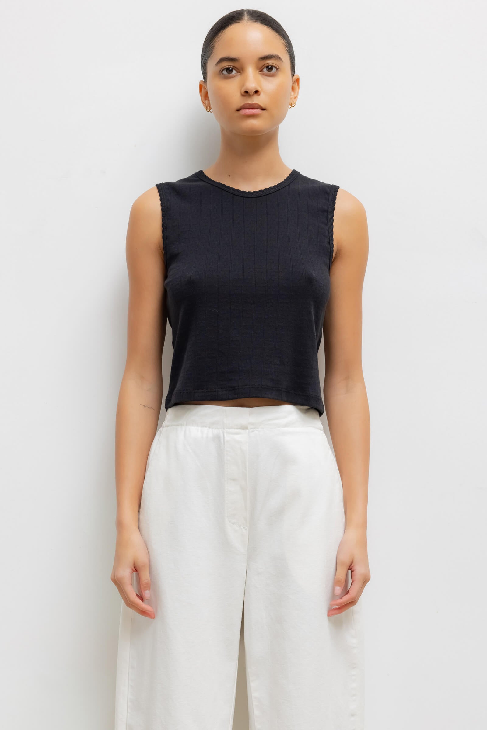 Pointelle Sleeveless Crew