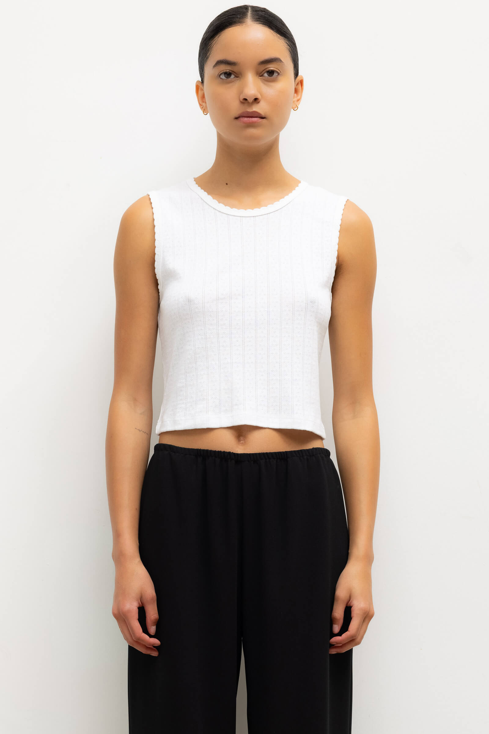 Pointelle Sleeveless Crew