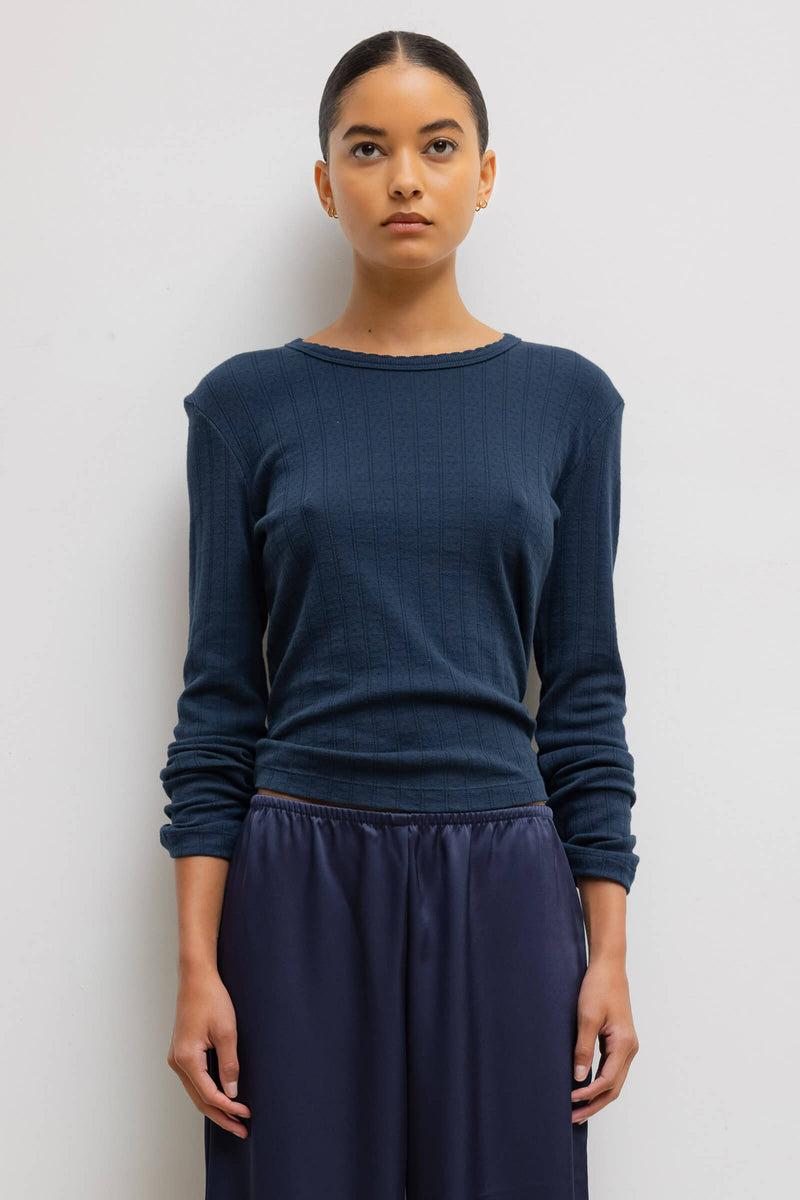 Pointelle Slim Fit Long Sleeve in White