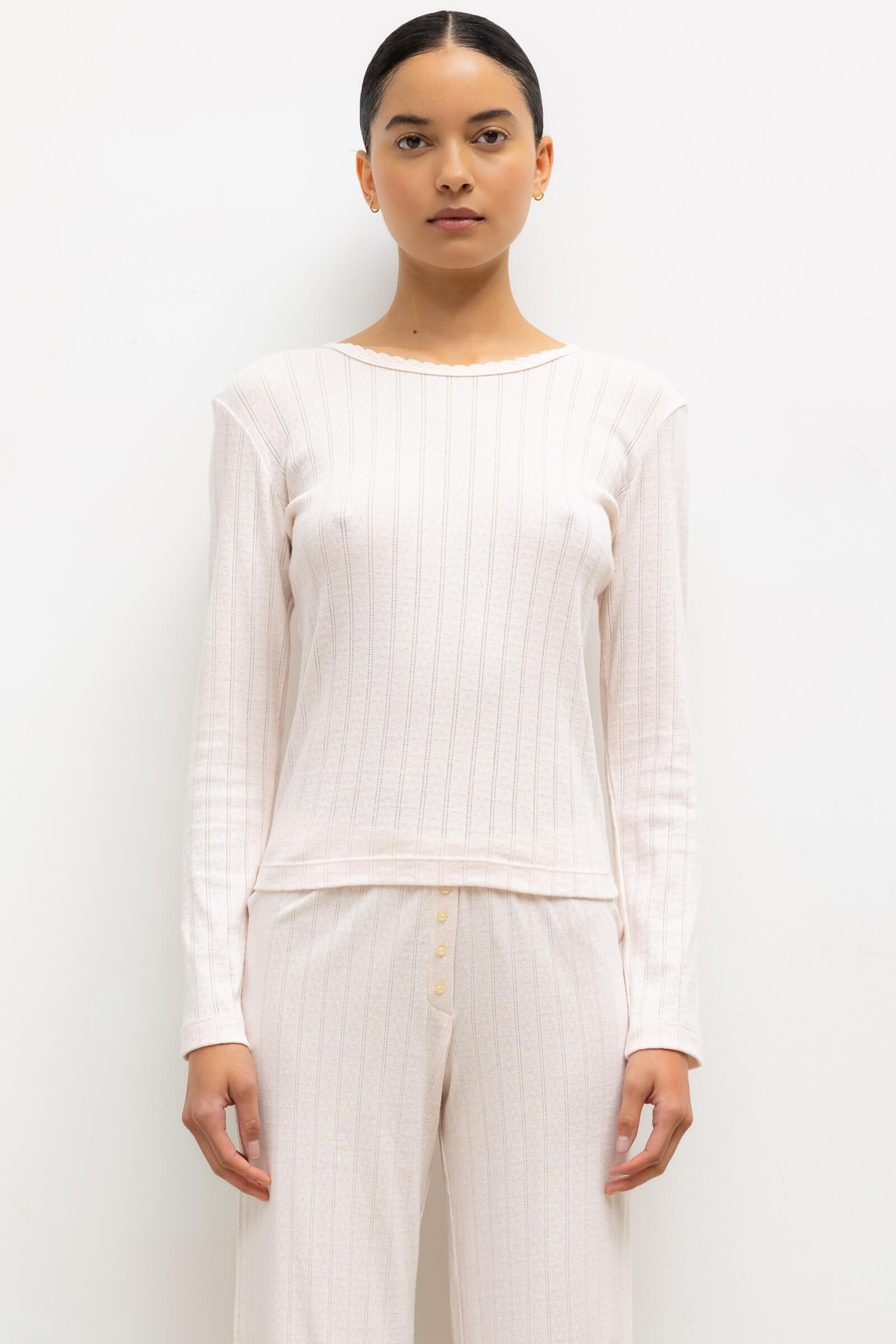 Pointelle Slim Fit Long Sleeve