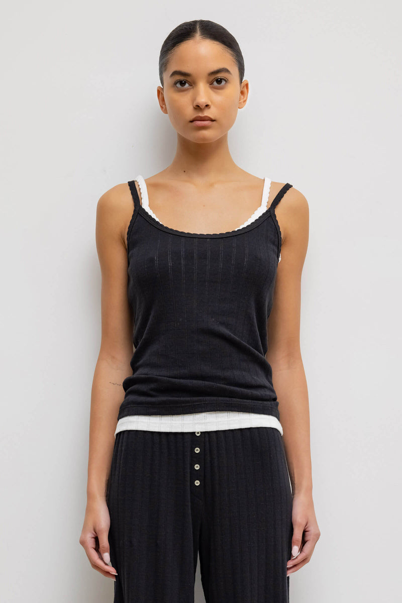 トップス ANDMARY Cotton ribbon tank black Cotton ribbon tank