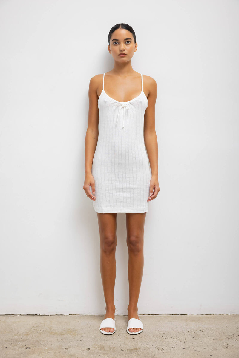 chinese dress ladies Leset Pointelle Tie Front Dress | White | Size XL