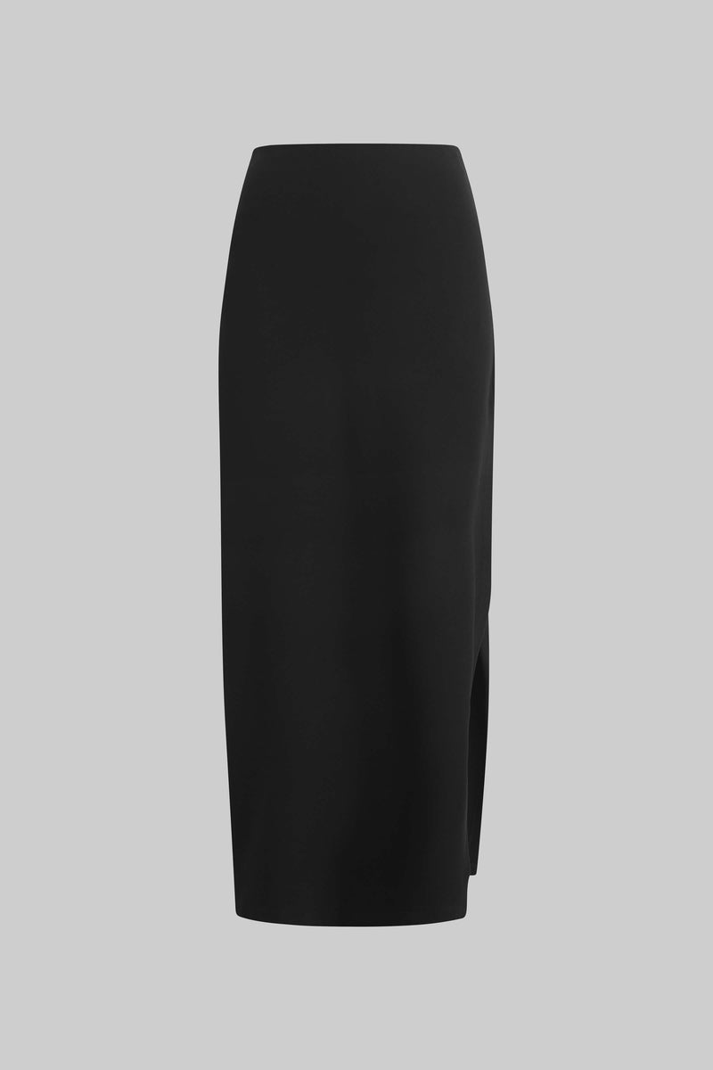 LESET Rio Side Slit Skirt in Black in Ponte