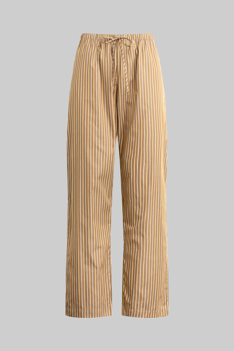 LESET Yoshi Classic Tie Pant in Mocha Brown Stripe in Cotton