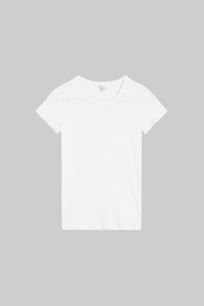 Pointelle Button-Front T-Shirt