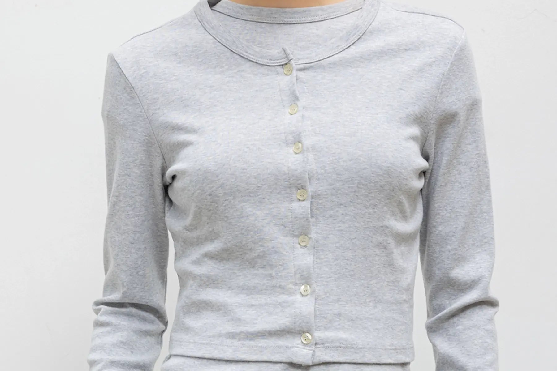 Close up of nando grey cardigan