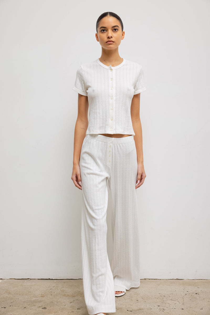 Pointelle Boxer Pant in White