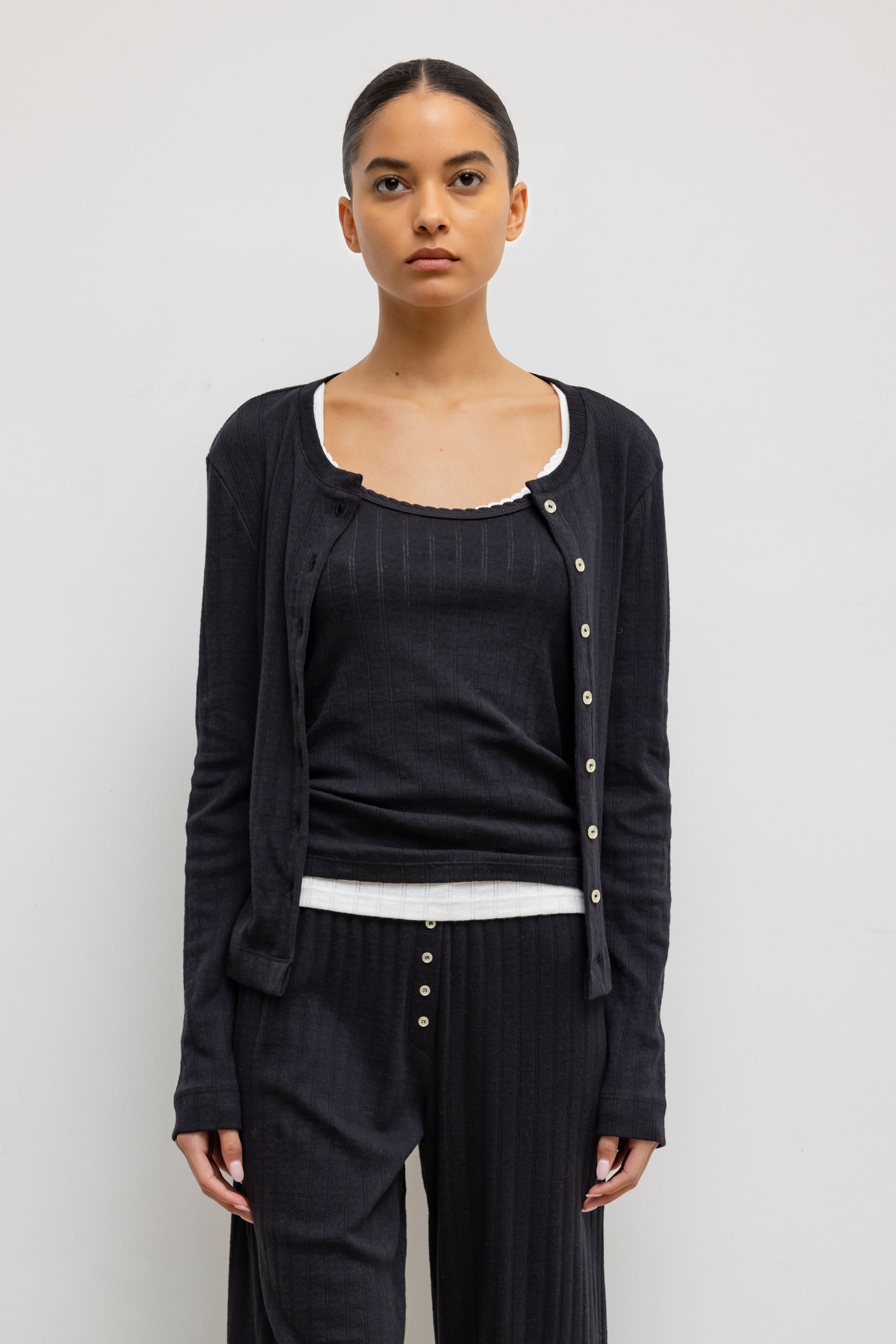 Pointelle Classic Crew Cardigan