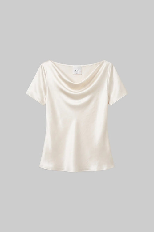 Barb Draped Neck Cap Sleeve - Creme - Image 2