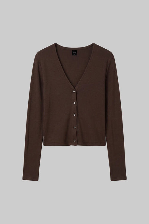 Lauren V Neck Cardigan - Chocolate - Image 2