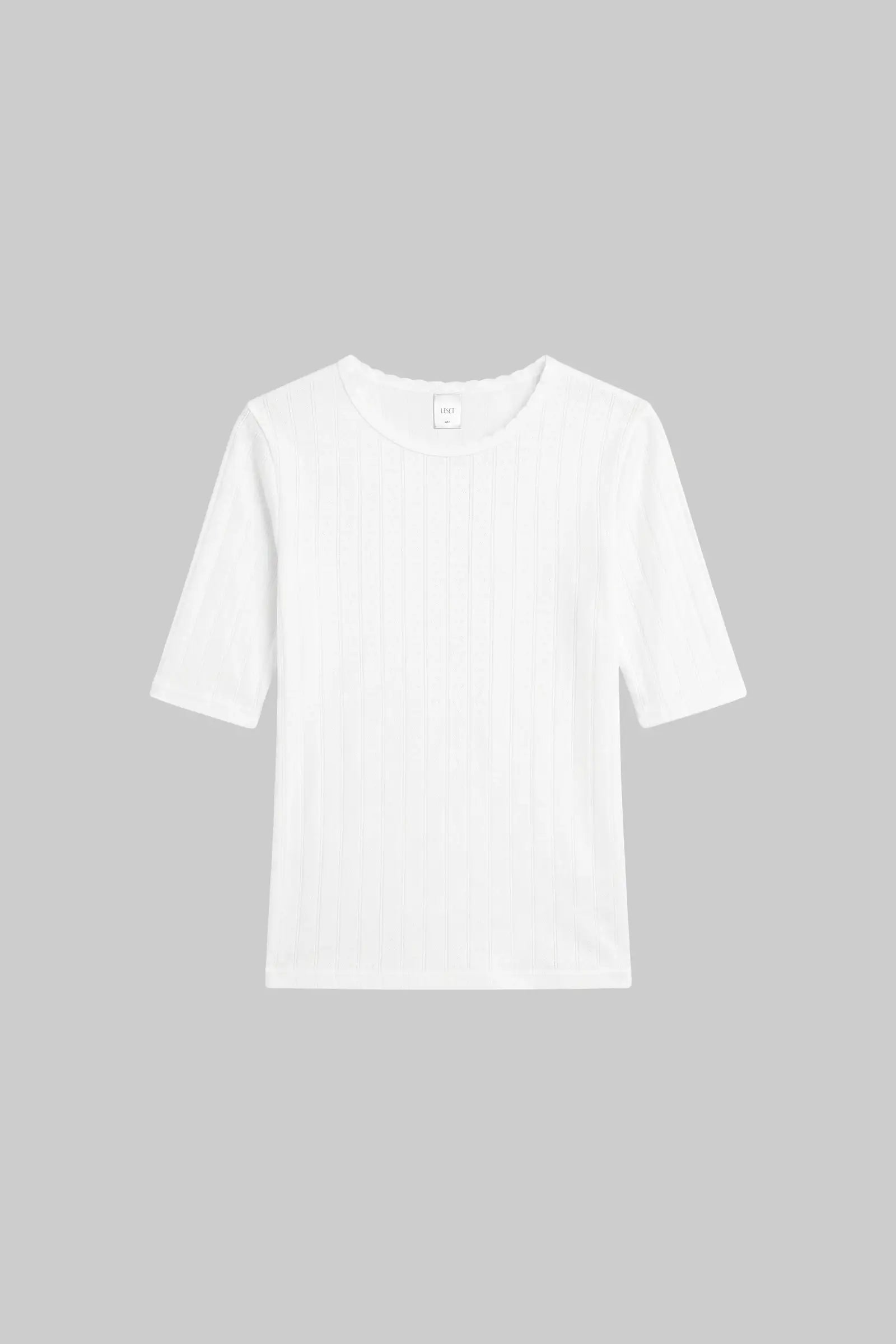 Pointelle Mid Sleeve Slim Fit Tee-2