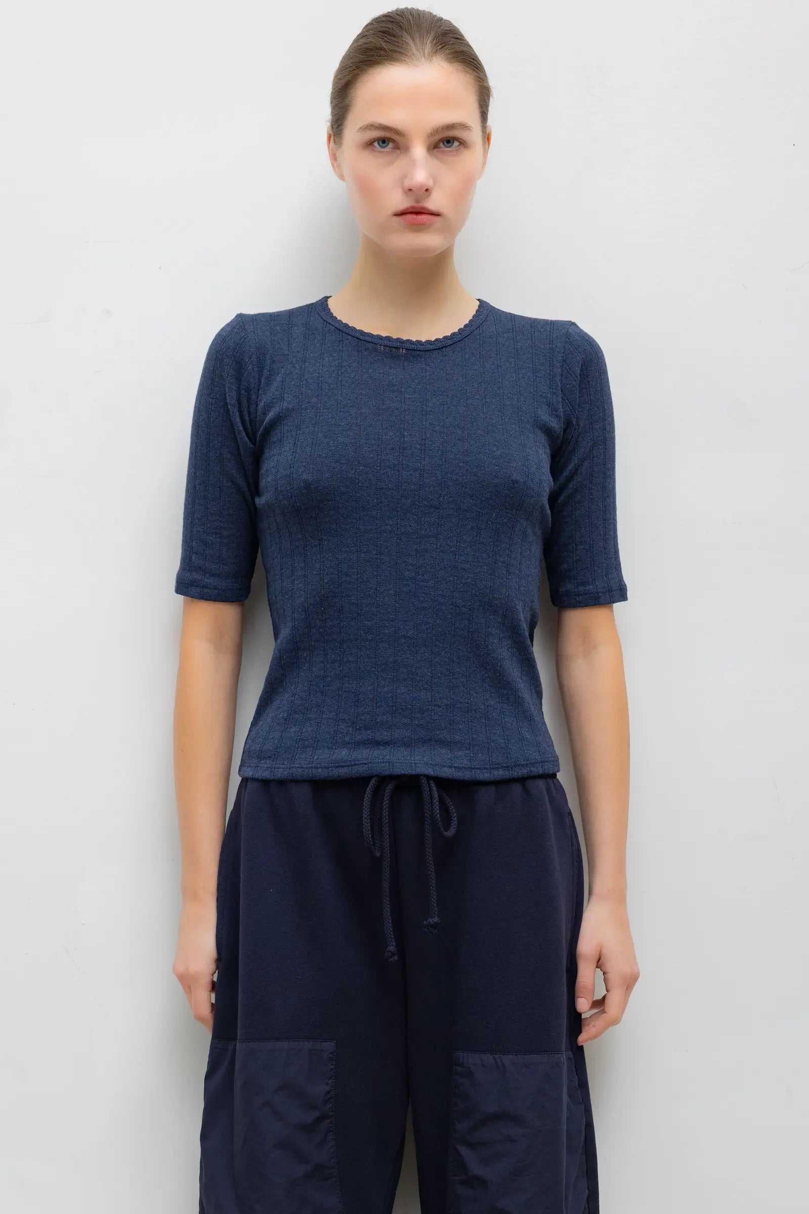 Pre-Order: Pointelle Mid Sleeve Slim Fit Tee