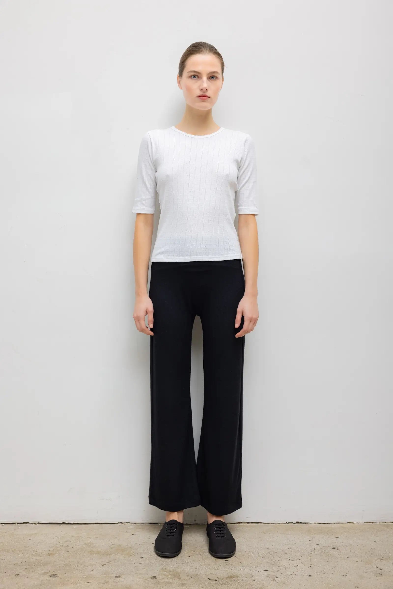 Pointelle Mid Sleeve Slim Fit Tee