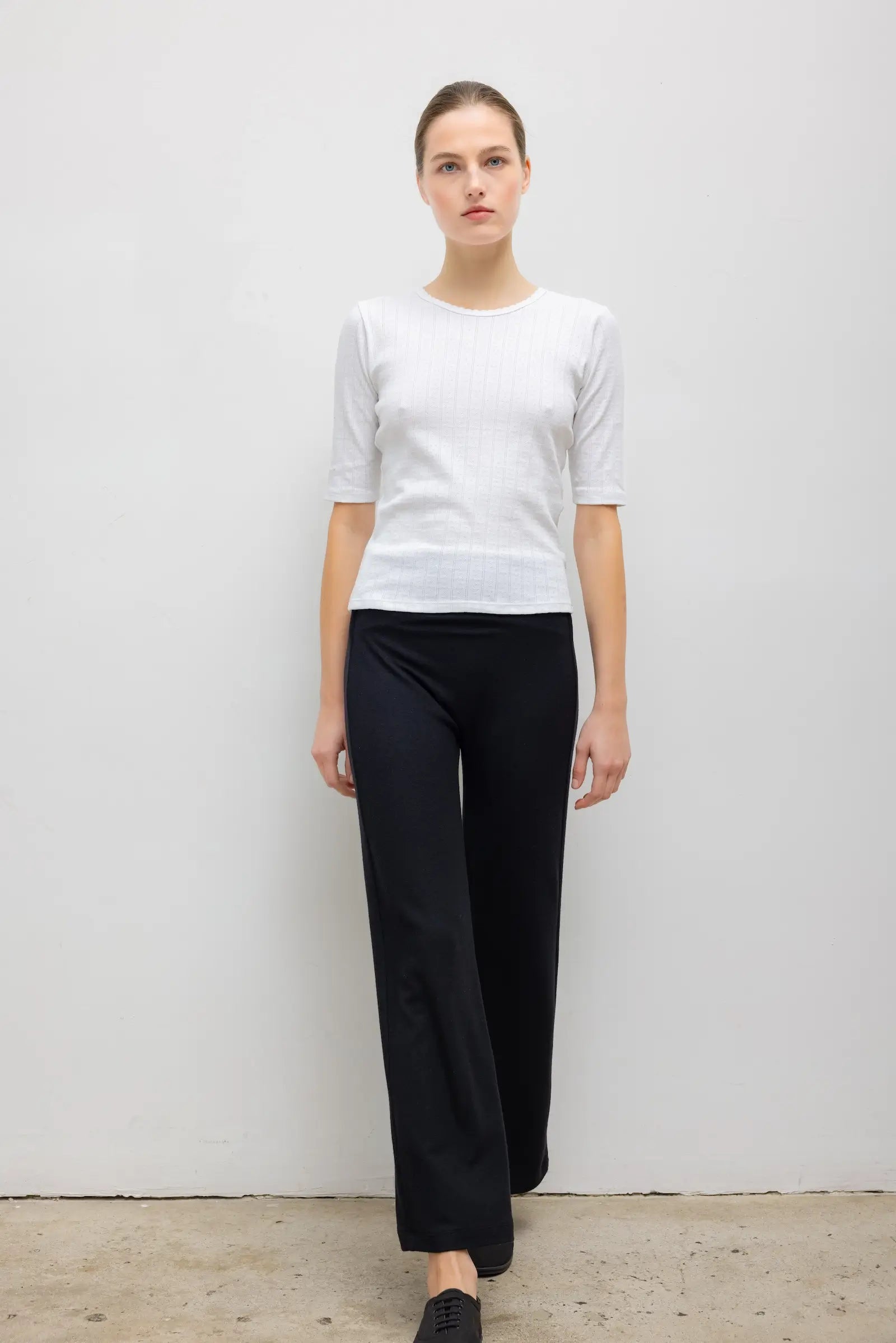 Pointelle Mid Sleeve Slim Fit Tee