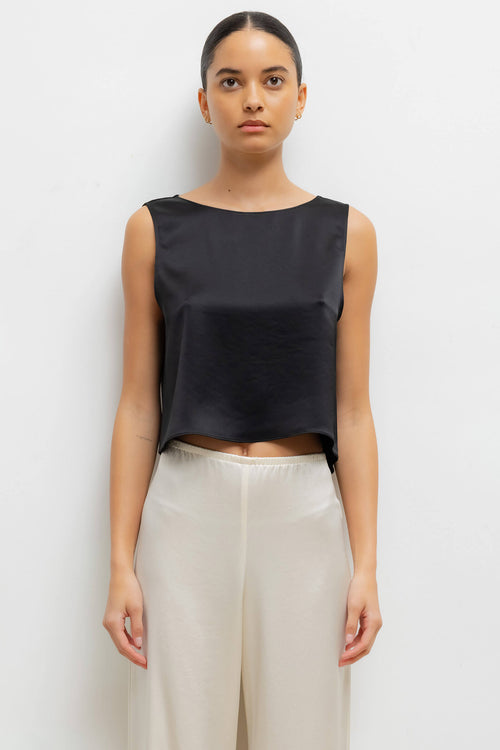 Barb Crop Sleeveless Crew - Black - Image 1