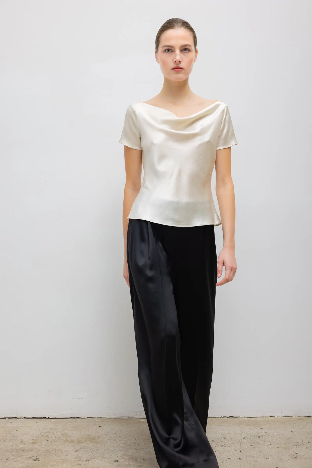 Barb Draped Neck Cap Sleeve - Creme - Image 3