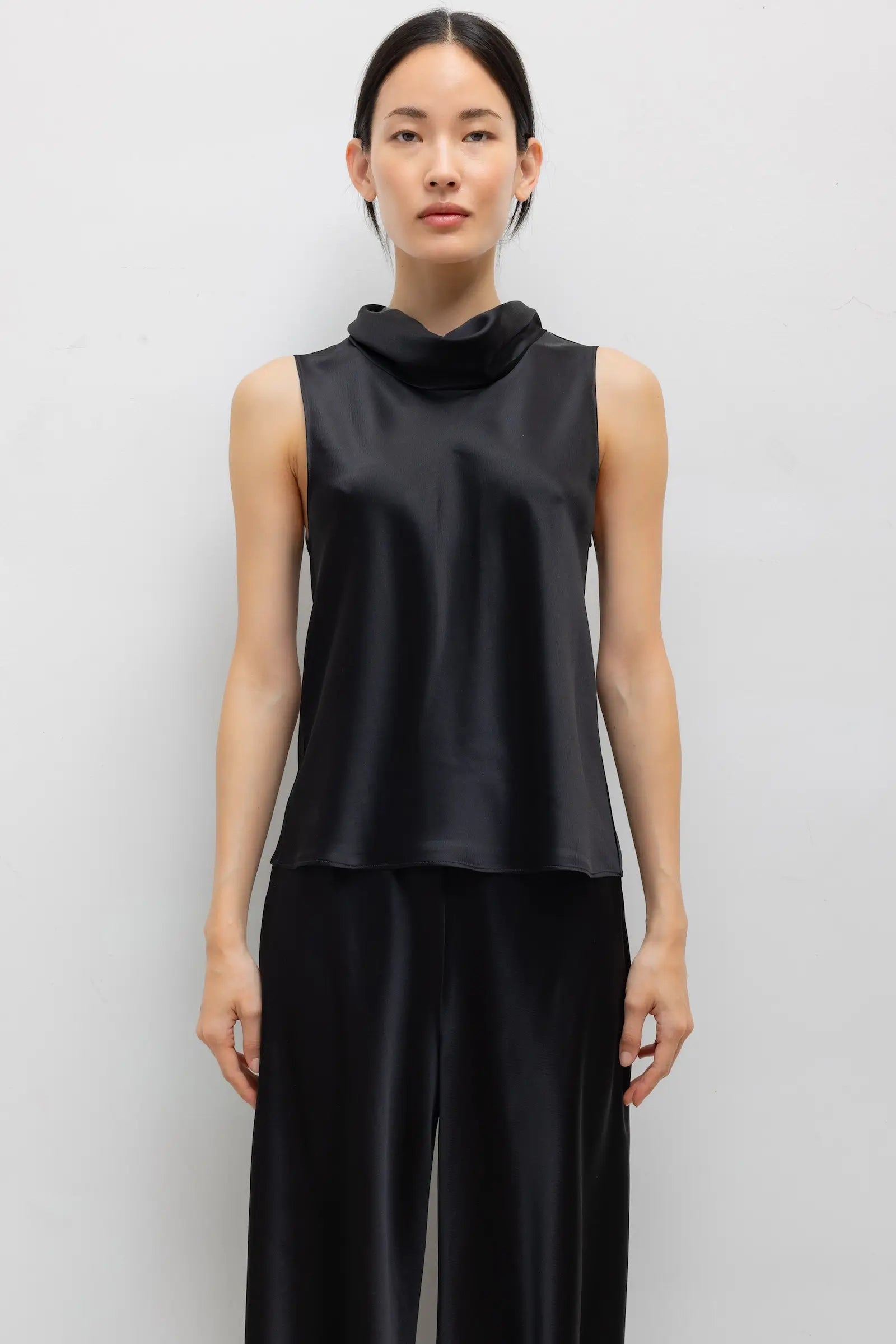 Barb Sleeveless Cowl Neck