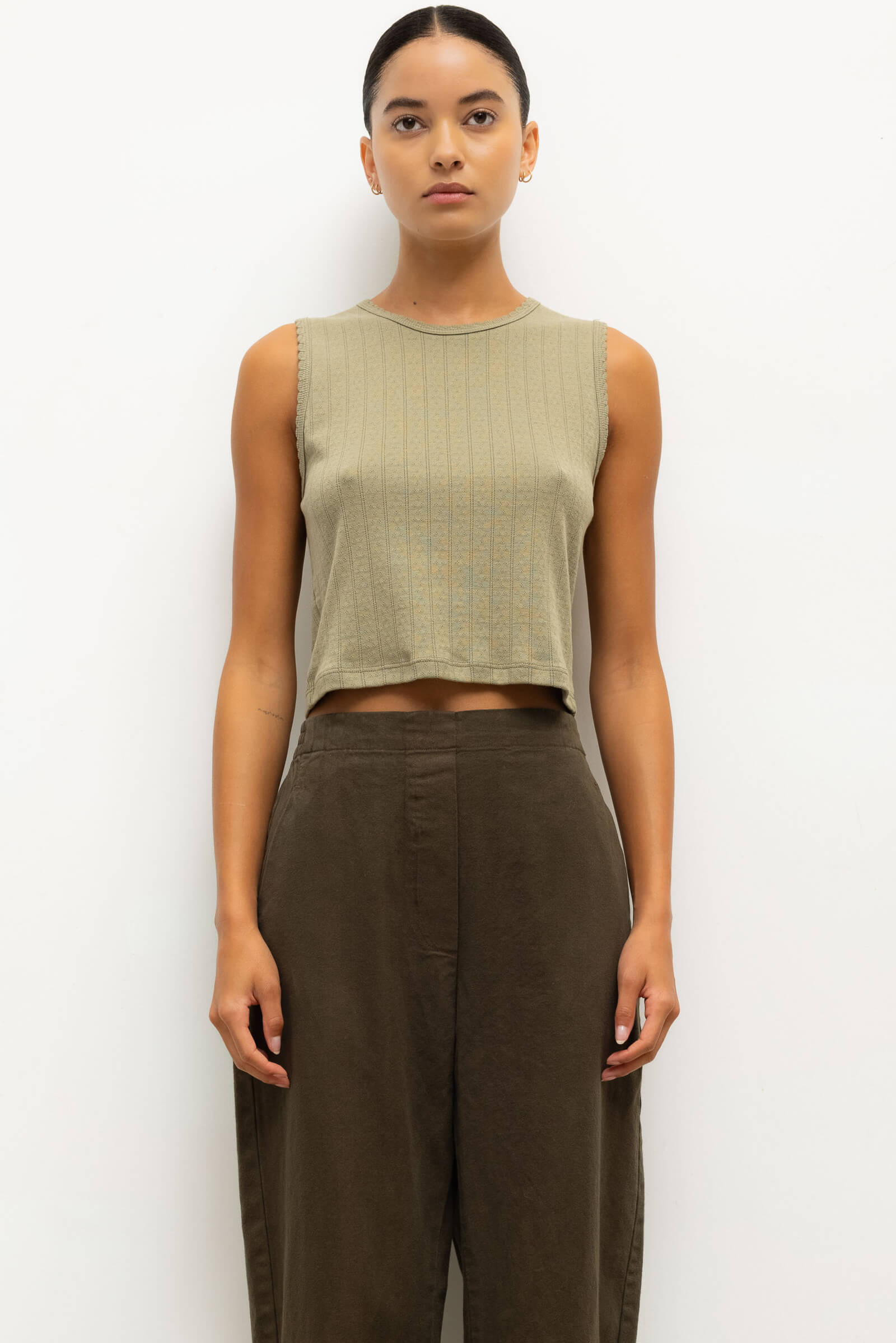 Pointelle Sleeveless Crew