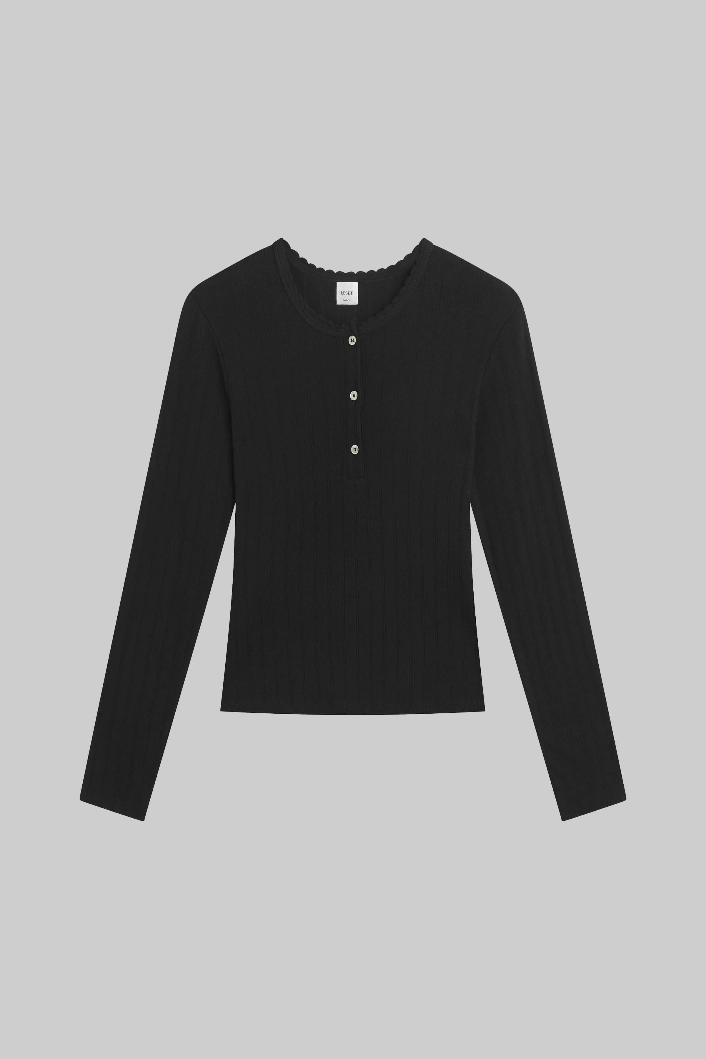 Pre-Order: Pointelle Long Sleeve Henley-2