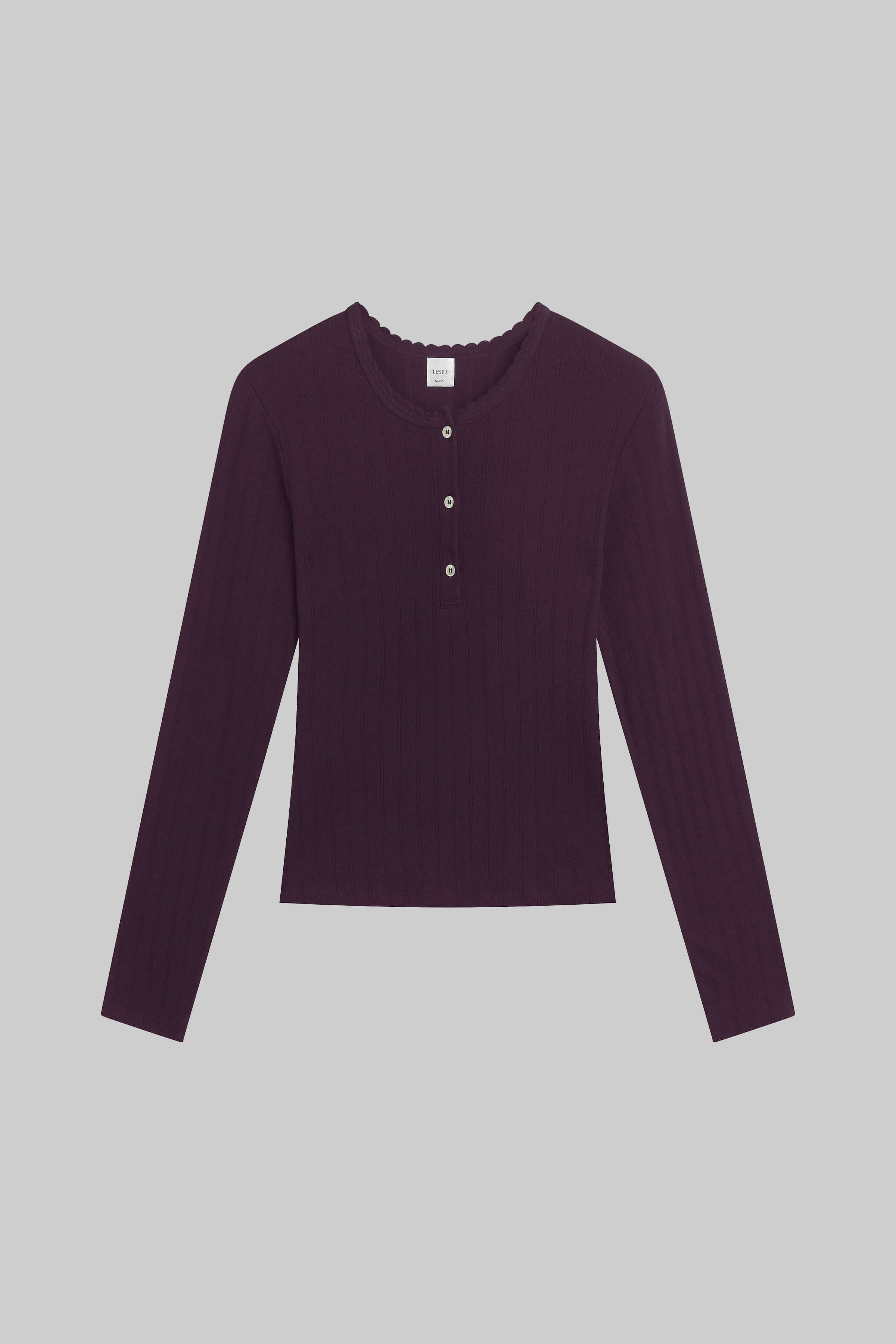 Pointelle Long Sleeve Henley-2