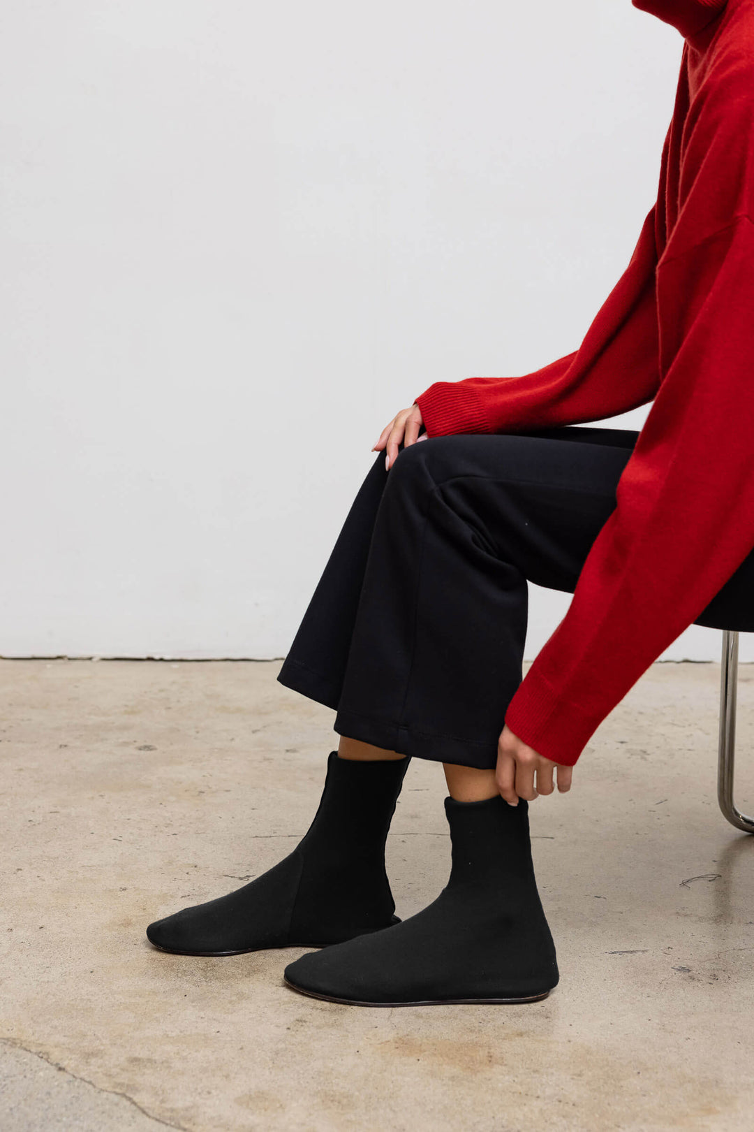 Socks Ankle Boots With Cropped Pants LESET Louis Sock Boot In