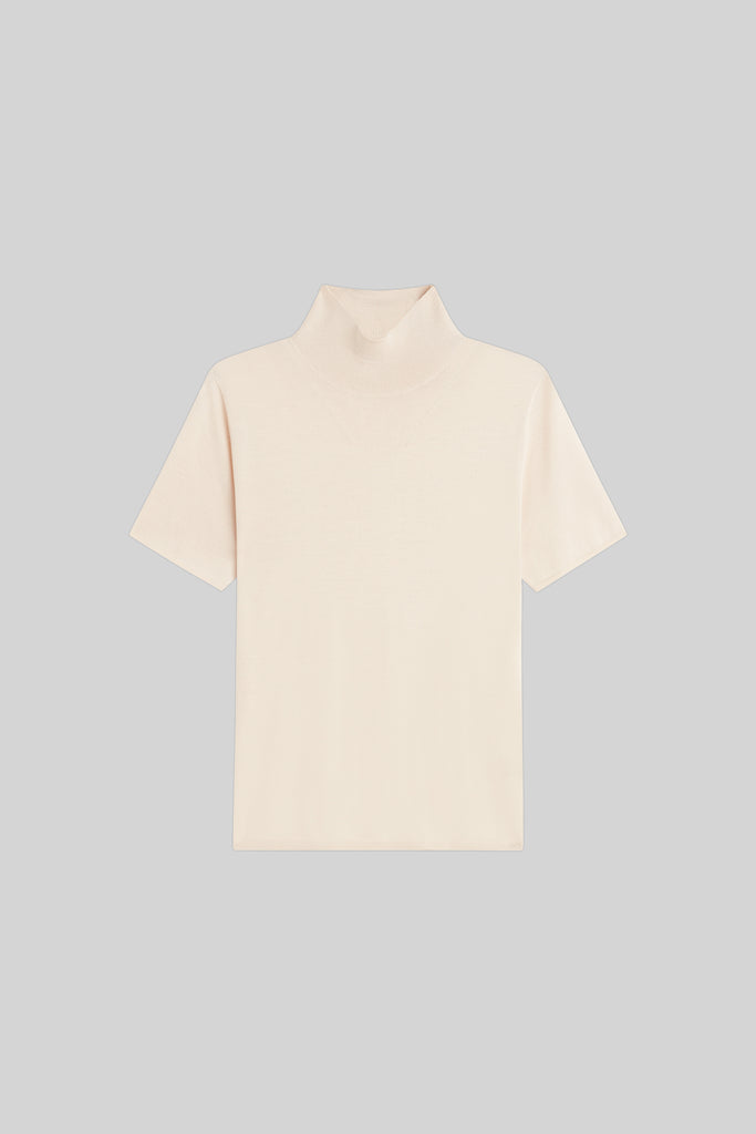 White Short Sleeve Turtleneck