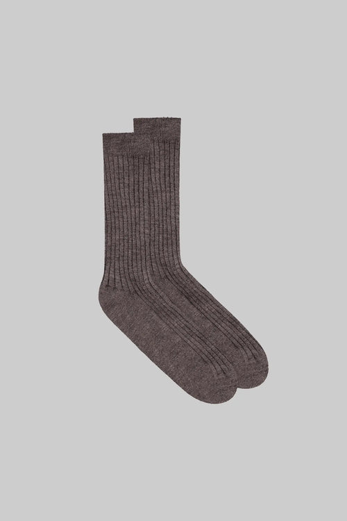 James Rib Socks - Chocolate Melange - Image 1